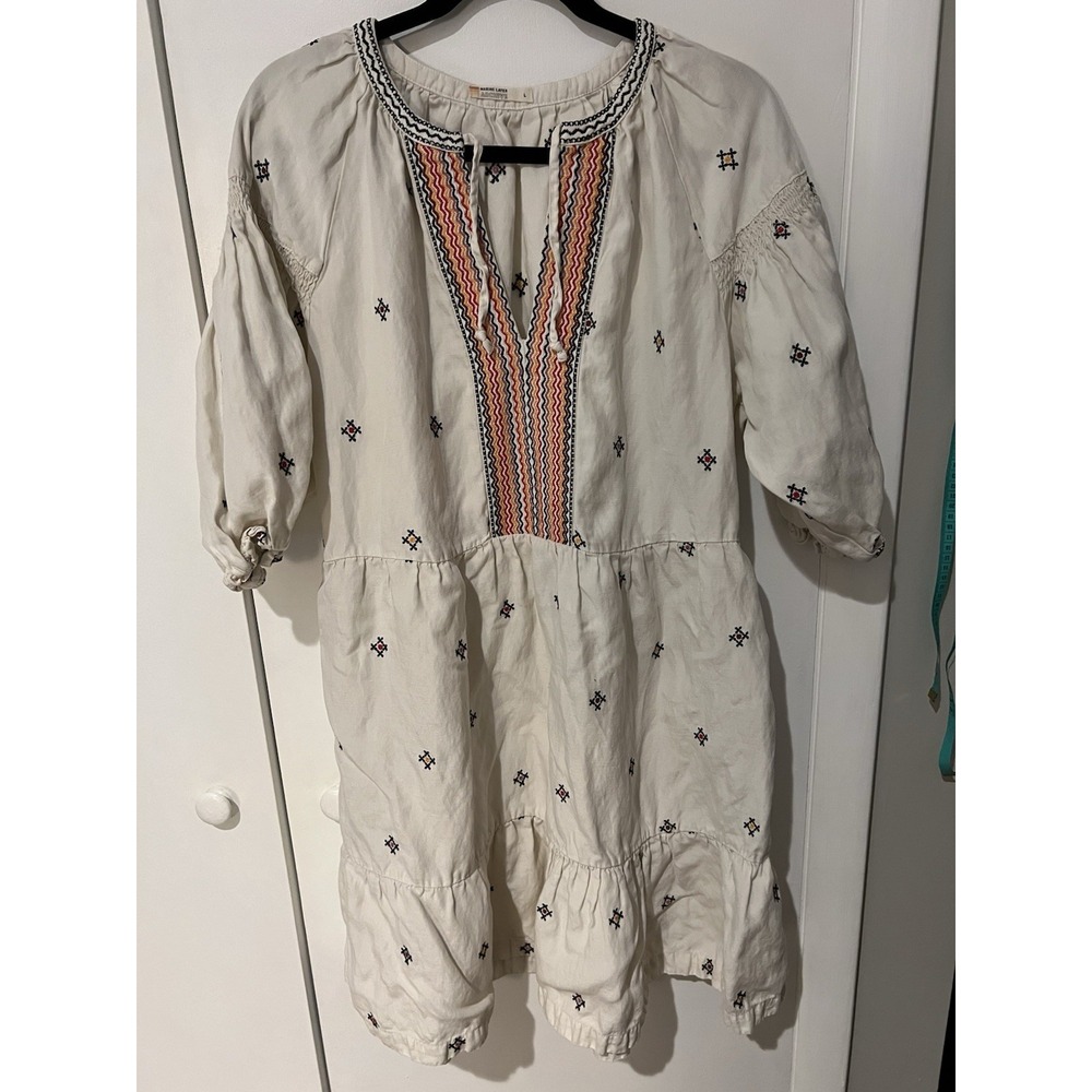 Marine Layer Archive Embroidered Peasant Mini Dress Large Embroidered Boho